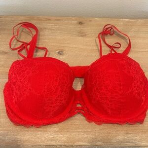 Elegant Red Lace Underwire Bra